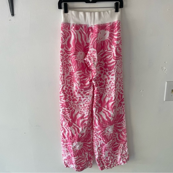 Lilly Pulitzer The Beach Pants Get Spotted Lion Leopard Linen XS 37843 - Picture 3 of 12